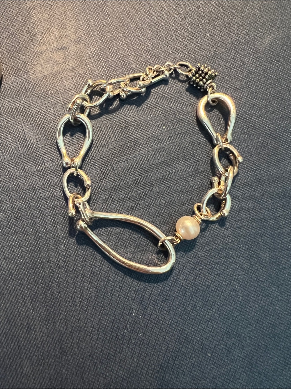 Michael Dawkins Sterling Silver 925
Pearl Abstract Link Bracelet